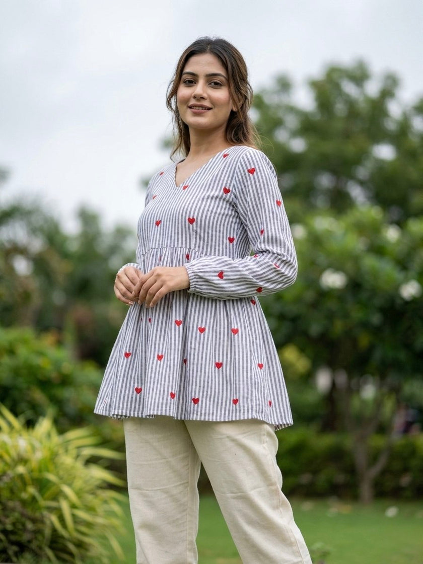 Casual Striped Kurta Pant Set for Women.