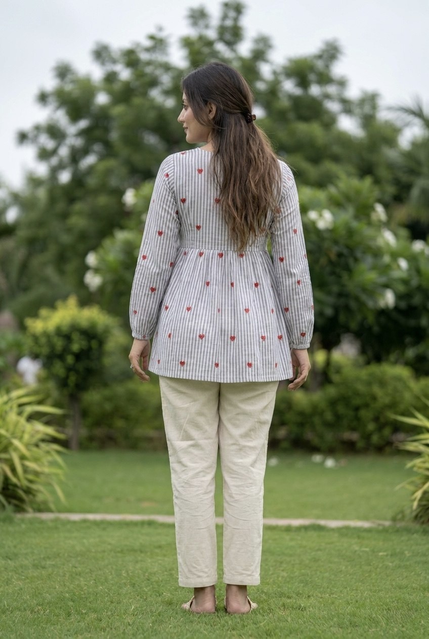 Casual Striped Kurta Pant Set for Women.
