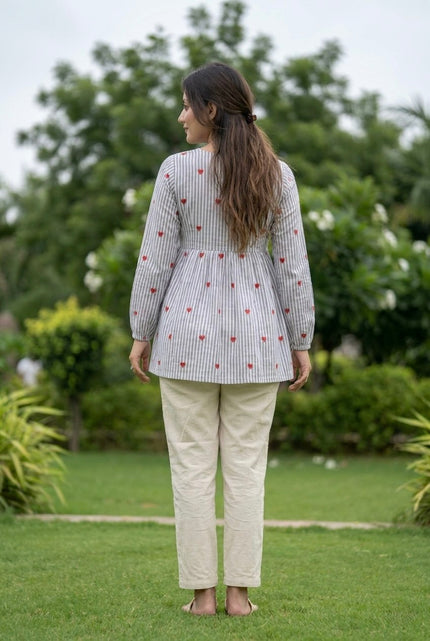 Casual Striped Kurta Pant Set for Women.