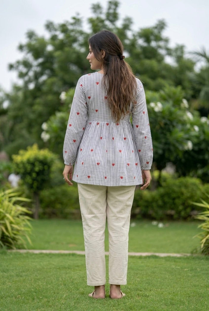 Casual Striped Kurta Pant Set for Women.