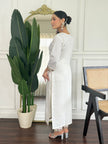 Classy Cream Embroidered Kurta Set with Statement Dupatta.