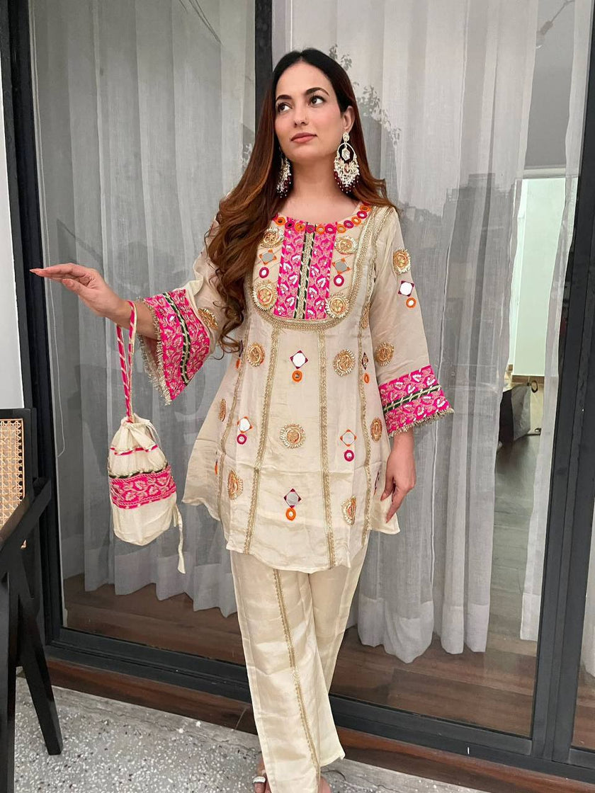 Traditional Mirror Work Kurta Set for Women.