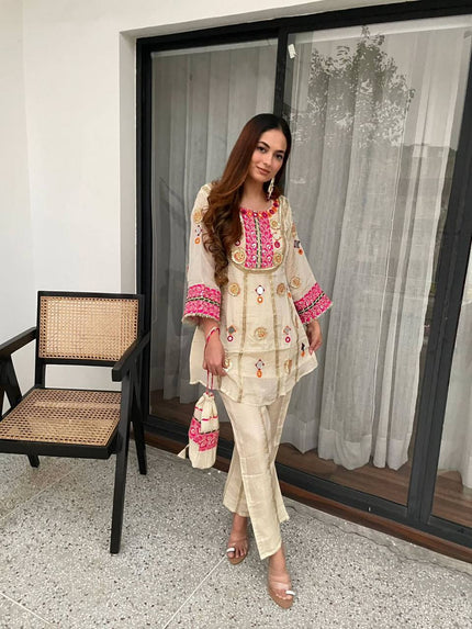 Traditional Mirror Work Kurta Set for Women.
