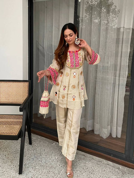 Traditional Mirror Work Kurta Set for Women.