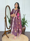 Classy Plum Embroidered Kurta Set for Festive Wear.