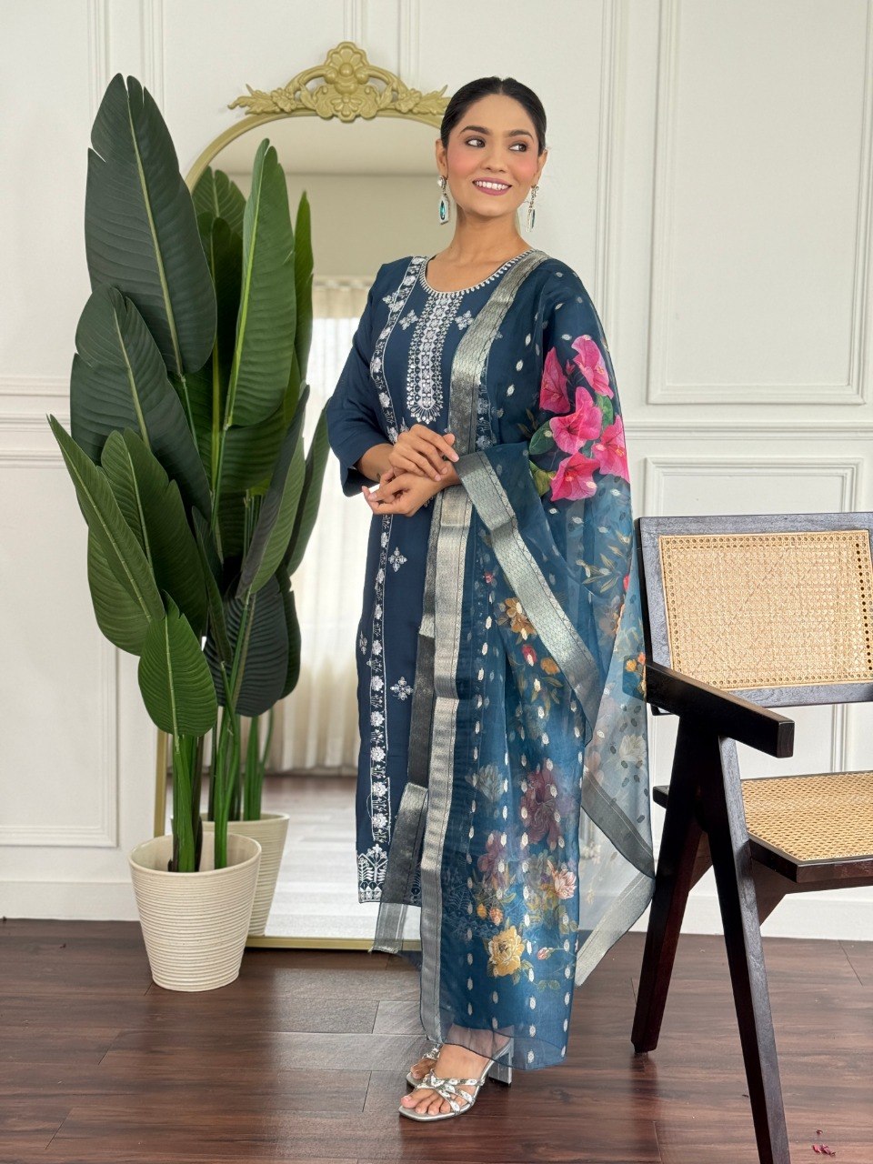 Classy Plum Embroidered Kurta Set for Festive Wear.