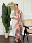 Classy Cream Embroidered Kurta Set with Statement Dupatta.
