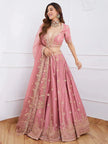 Designer Mauve Pink Embroidered Lehenga Choli Set.