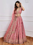 Designer Mauve Pink Embroidered Lehenga Choli Set.