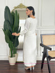 Minimalist Off-White Embroidered Ethnic Set with Dupatta.