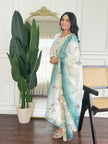 Minimalist Off-White Embroidered Ethnic Set with Dupatta.