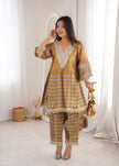 Women’s Designer Golden Kurta Co-Ord Set.