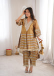 Women’s Designer Golden Kurta Co-Ord Set.