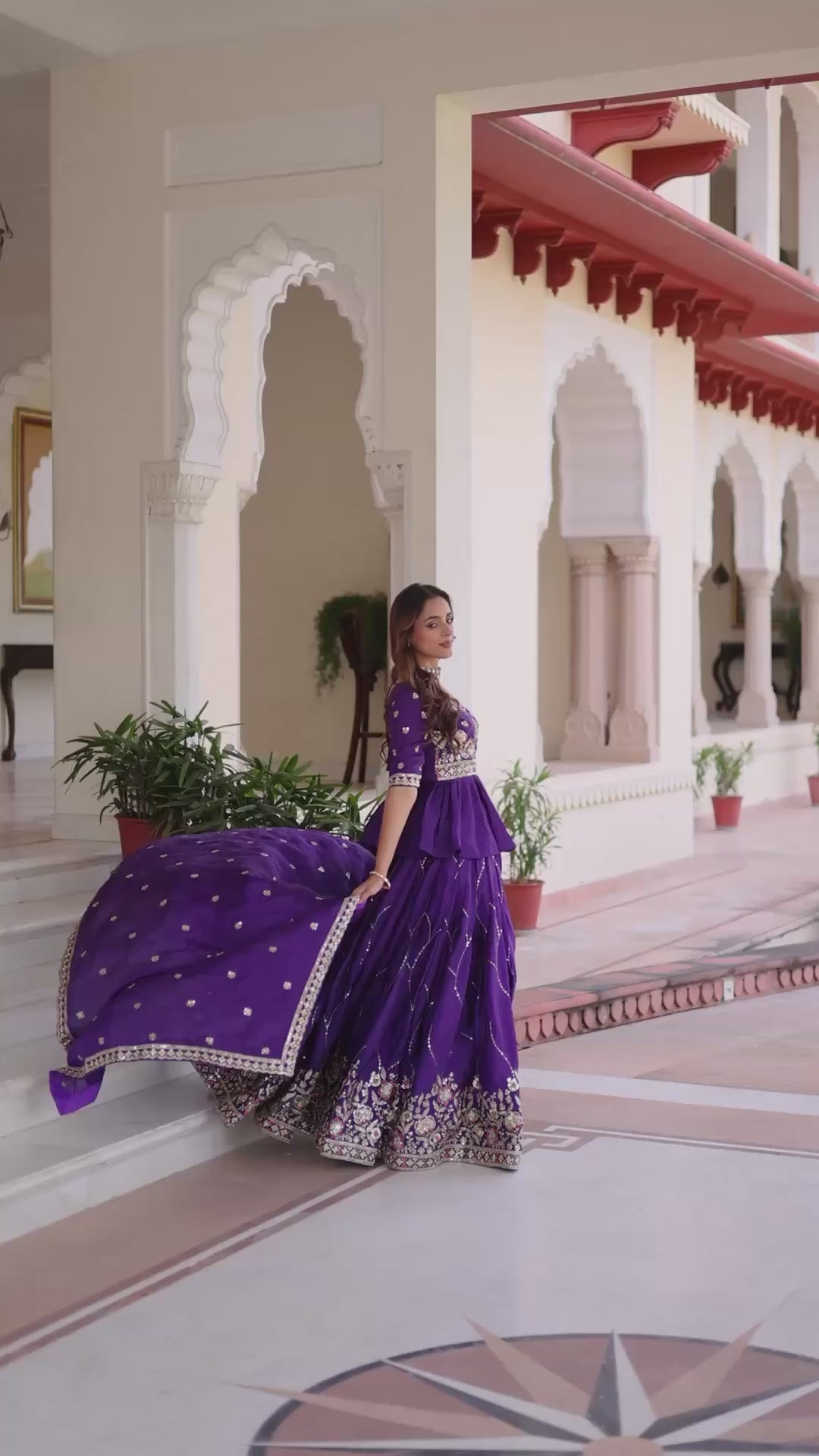 Royal Purple Embroidered Lehenga Set with Dupatta.
