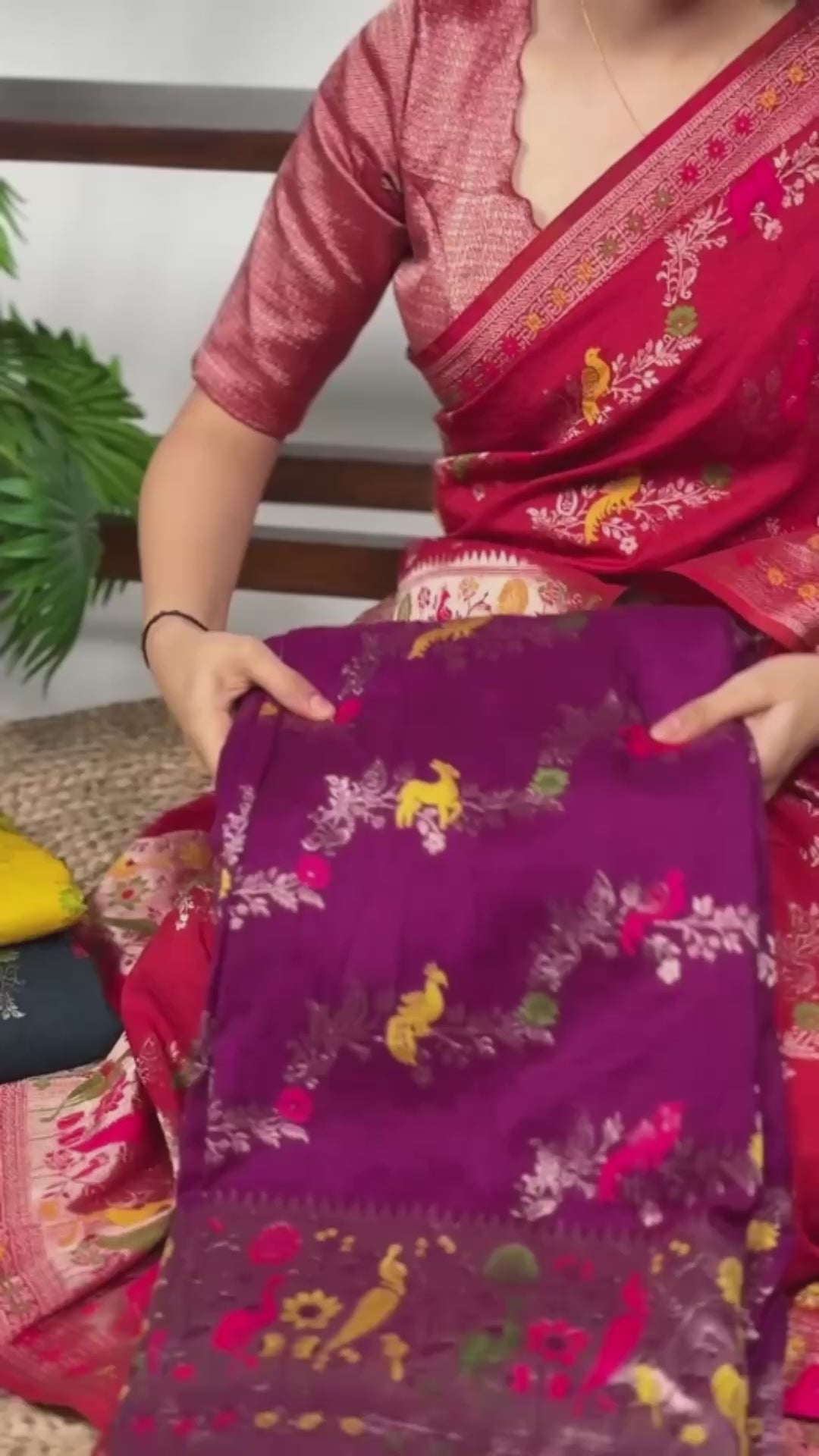 Traditional Nylon Saree with All-Over Ethnic Design.