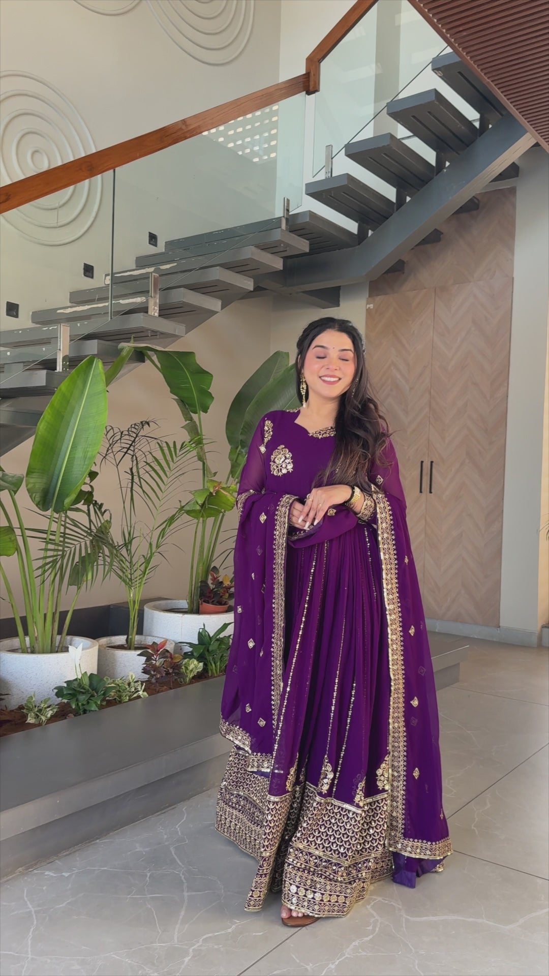 Embroidered Anarkali Gown Set with Dupatta for Festive & Wedding Wear.