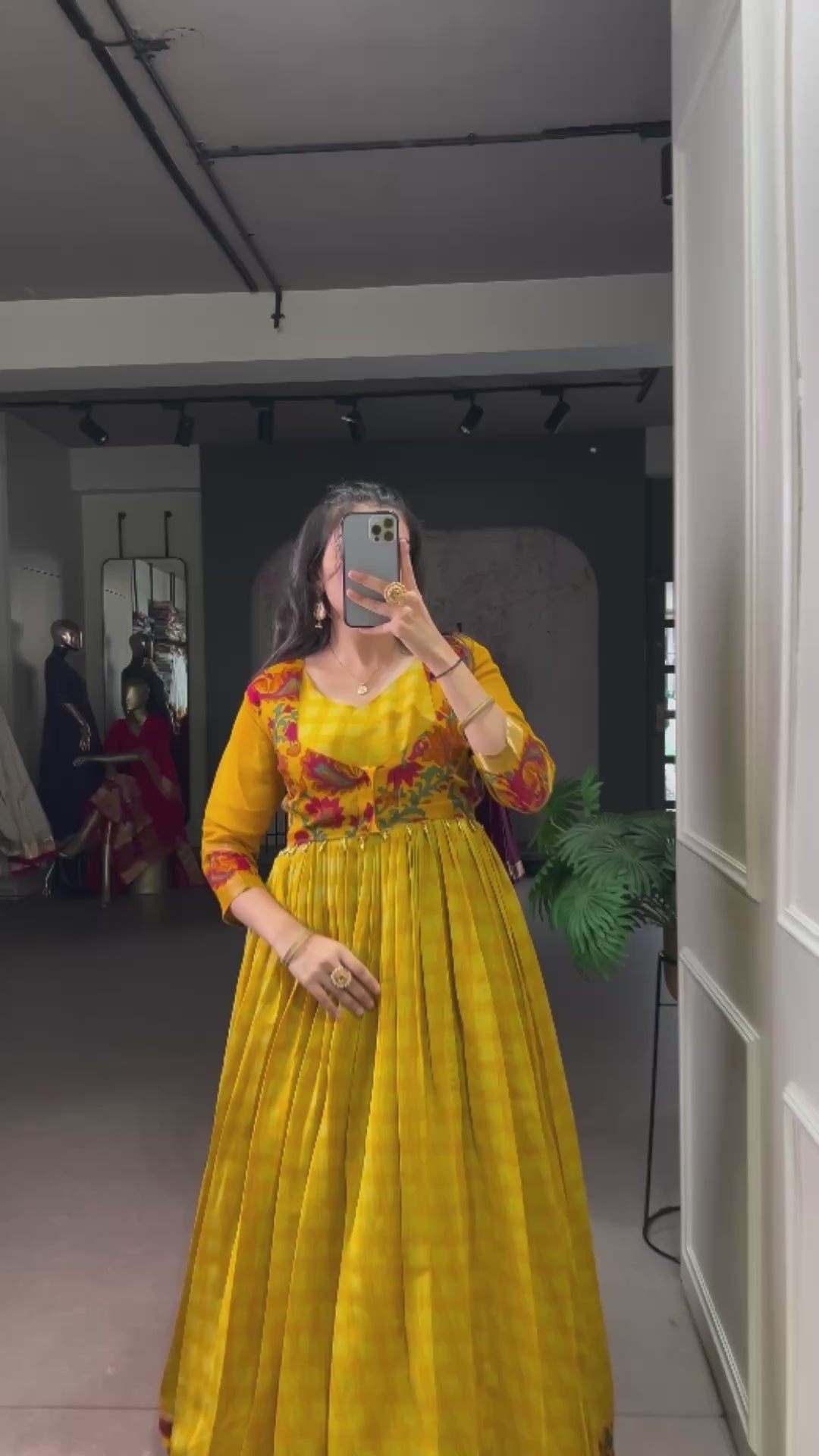 Women’s Ethnic Floral Print Anarkali Long Gown.