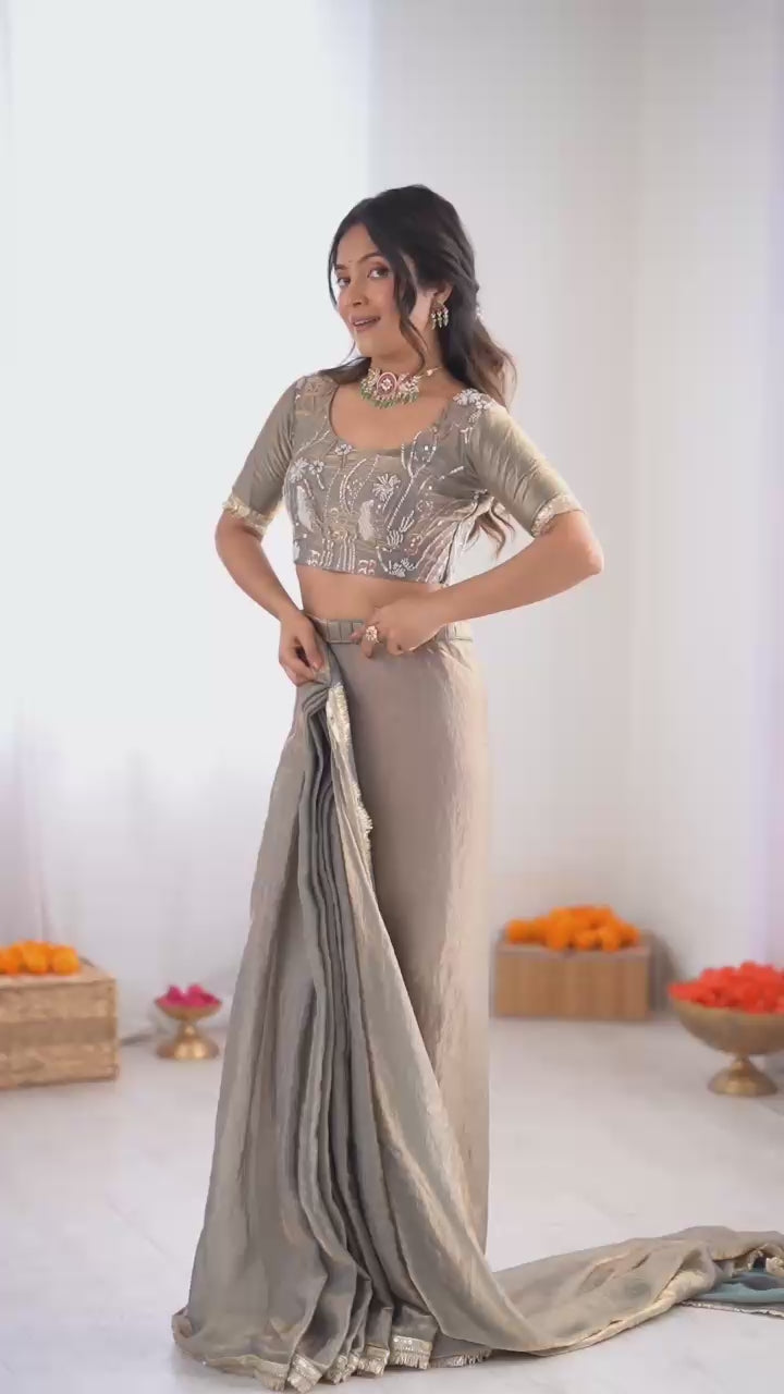 Graceful Party Wear Saree with Subtle Shine Finish.